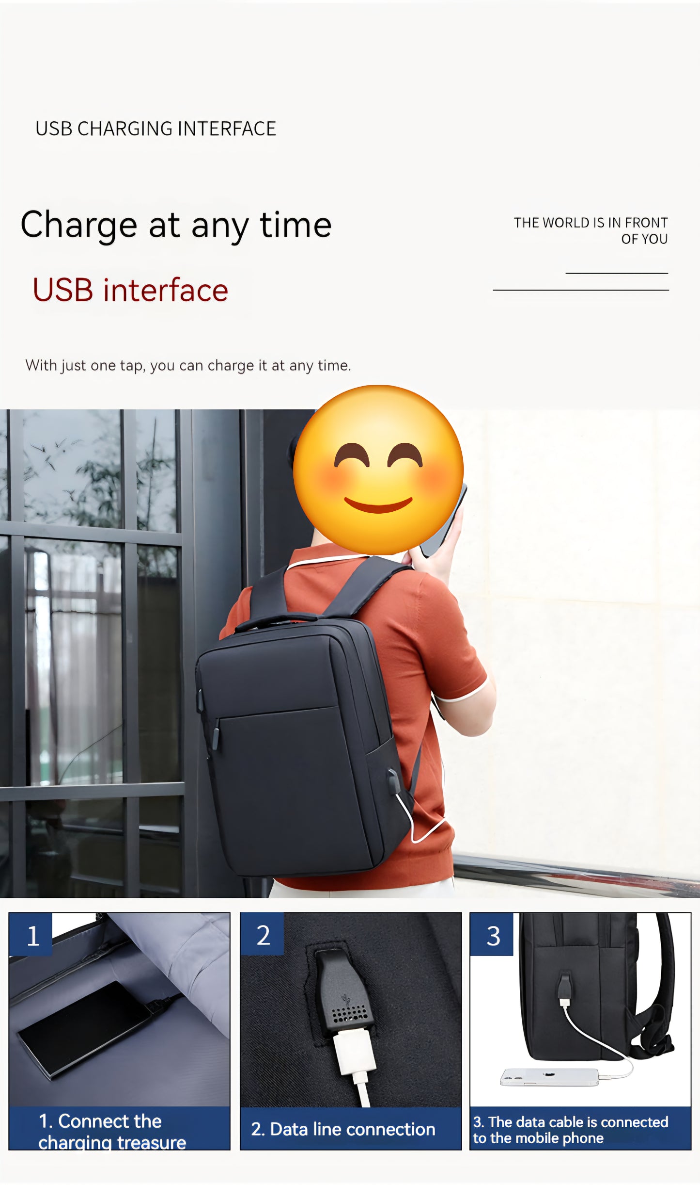 Waterdichte Rugzak Laptoptas Oplaadbaar Met Usb Kabel